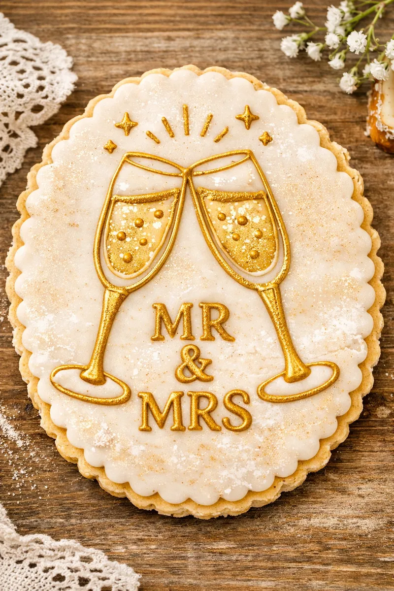 Mr. and Mrs. champagne wedding cookie cutters for bridal showers