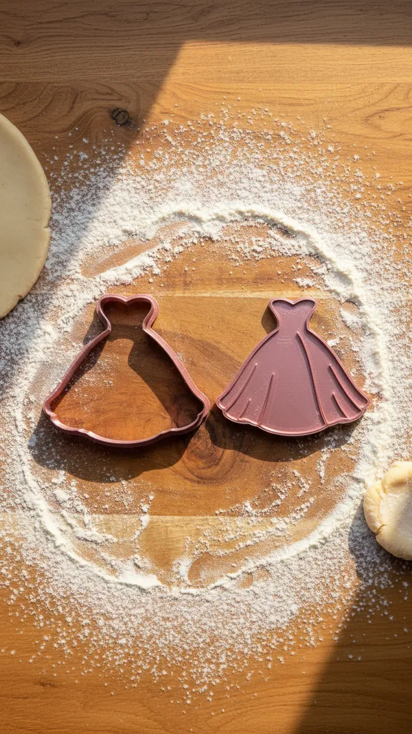 Elegant wedding dress cookie cutter and stamp detail