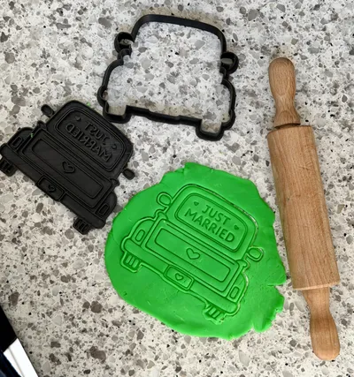 Just Married Truck Cookie Cutter & Stamp